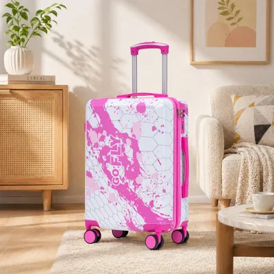 Produktbild von okwish Klassische Koffer mit Zahlenschloss und bedrucktem, Trolleys,20 Zoll,Einzelstück,Rosa