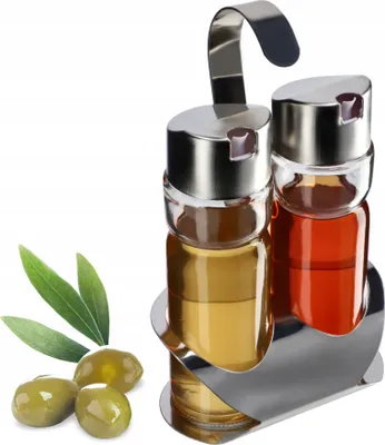 Obrázek produktu pro KADAX Skleněná láhev na olivový olej 2x100ml Sada na octový olej + stojan