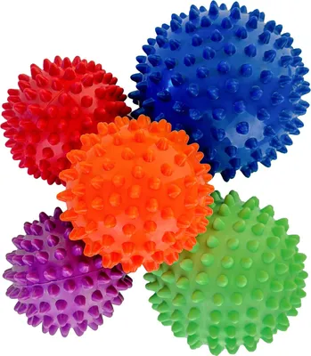 Produktbild von ScSPORTS® Igelball - 5er Set, Verschiedene Härtegrade und Größen, Anti Stress - Massageball, Faszienball, Ball mit Noppen, Igelbälle für Fußmassage