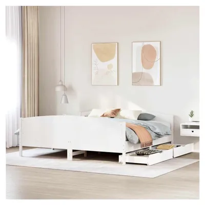 Produktbild von Bettgestell weiß 180x200 cm Super King aus massivem Kiefernholz