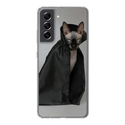 Produktbild von MuchoWow® Handyhülle Schutzhülle Hülle für Samsung Galaxy S21 FE Katze - Umhang - Schwarz Silikon Softcase Handy Hülle - Mobiltelefonhülle