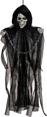 Produktbild von Schwarzer Kettengeist mit Fetzenstoff Hängefigur 50 cm