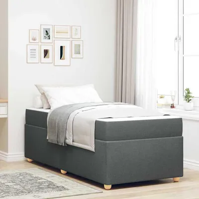 Image de Maison Exclusive - Sommier avec matelas gris foncé 90 x 190 cm Tissu