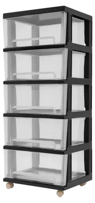 Image de Organisateur de rangement, 5 tiroirs, conception durable, noir