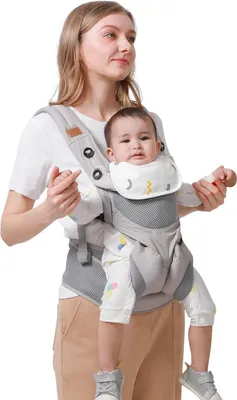 Immagine prodotto di Marsupio ergonomico 3 in 1 per neonati e bambini piccoli - Traspirante, leggero e multifunzionale (grigio)