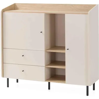 Produktbild von Kommode ALEX mit 2 Türen & 2 Schubladen & Einlegeböden, Sandbeige