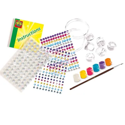 Produktbild von SES Creative 14706 Diamanzo Ringe und Armbänder Glitzer-Schmuck-Bastelset für Kinder, Schmuck-Bastelset für Kinder, 6 Jahr(e), Karton, Mehrfarbig