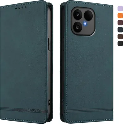 Image de Etui pour Fairphone 6, étui rétro en cuirPolyuréthaneavec support et fentes pour cartes de crédit Vert