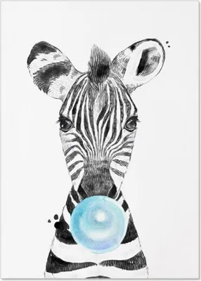 Produktbild von TPFLiving Kunstdruck LW-1325 (OHNE RAHMEN) Poster - Leinwand - Wandbild - Hochauflösender Giclée-Druck, langlebig und hochwertig - Tiere mit Luftballon, Elefant, Löwe, Giraffe, Zebra -  - Größe: 30x40cm