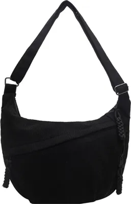 Produktbild von Damen Unifarben Umhängetasche Leichte Handtasche Große Kapazität Lässige Tasche, Farbe: Schwarz