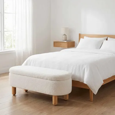 Image de Hanah Home, pouf de haute qualité (100% mélamine) - Blanc, 120 cm : 18D