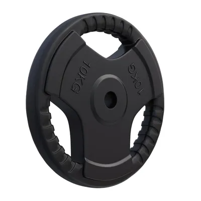 Produktbild von GORILLA SPORTS® Hantelscheiben - 10kg Gewichte, 30mm, aus Gusseisen mit Gummi Gripper, Schwarz - Gewichtsscheiben