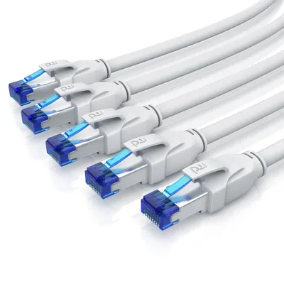 Produktbild von Primewire 5x LAN-Kabel, CAT.8, RJ-45 (Ethernet) (50 cm), Patchkabel CAT 8 Gigabit Ethernet 40 Gbit/s S/FTP Netzwerkkabel - 0,5m