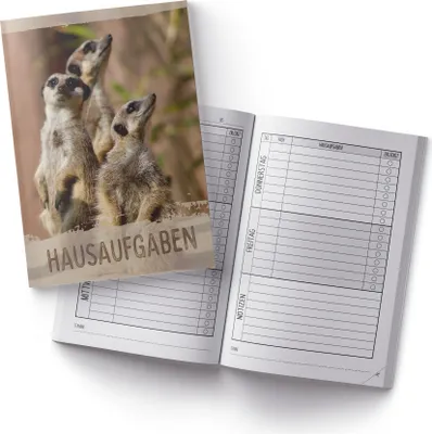 Produktbild von itenga Hausaufgabenheft Erdmännchen (Motiv 19) DIN A5, 96 Seiten