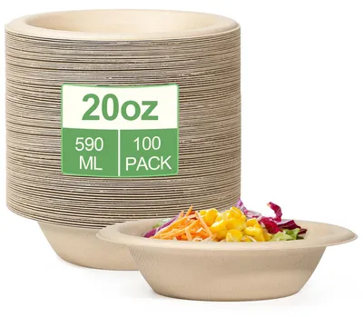 Obrázek produktu pro Elzusha – Sada 100 kompostovatelných polévkových misek, objem 590 ml