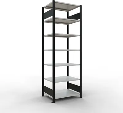 Produktbild von Schulte Büro-Fachbodenregal MULTIplus150 Stecksystem ohne Mittelanschlag | Grundregal | Fachlast 150kg | 230x75x60cm | 7 Ebenen | Beidseitig nutzbar | Schwarz/Lichtgrau