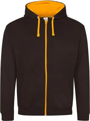 Produktbild von Just Hoods JH053 | Varsity Zoodie Kapuzenpulli mit Reisverschluss - Farbe: Jet Black/Orange Crush - Größe: XXL