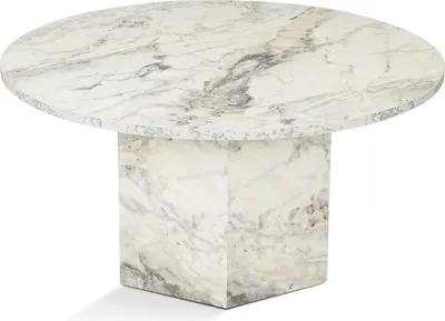 Image de Ridoc - Table basse, 80x80x40h cm Blanc Marbre, Charge max. 15 kg