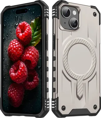 Immagine prodotto di Custodia magnetica per iPhone 13 / iPhone 14, doppio strato PC e TPU, custodia protettiva antiurto oro
