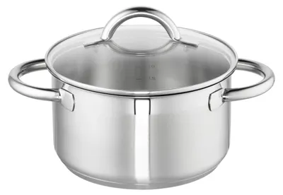 Bratpfanne 20 cm, 3,5 l, Edelstahl 18/10, mit Glasdeckel