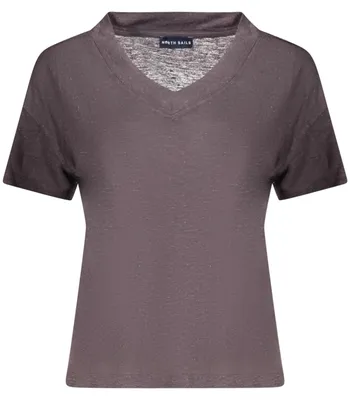 Immagine prodotto di Maglietta da donna grigia a maniche corte con scollo a V - Sostenibile ed elegante
