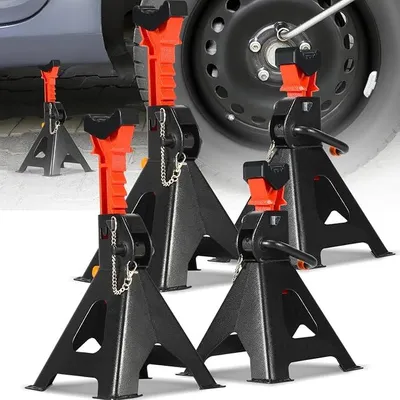 Produktbild von Unterstellbock 8 Stück, 3T Tragfähigkeit Unterstellbock Höhenverstellbar 285-430mm Unterstellbock kfz mit Mit Sicherung und Gummi Auto Böcke für PKW Caravan Wohnmobilen
