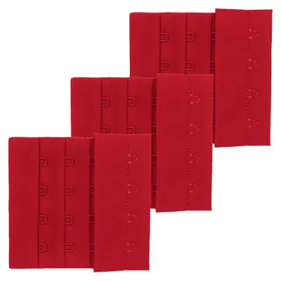 3 Paar BH-Verschluss zum annähen 70 mm 4 Reihen Dessous BH Zubehör Unterwäsche rot