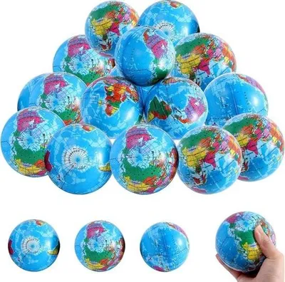 Produktbild von 20 Stück Anti-Stress-Bälle, Globusform, 55 cm – Kleine Anti-Stress-Bälle, Mini-Globus – Spielzeug für Kinder und Erwachsene