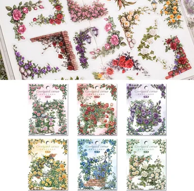 Obrázok produktu pre Balenie 180 kvetinových nálepiek, transparentné estetické nálepky, na scrapbooking, DIY projekty