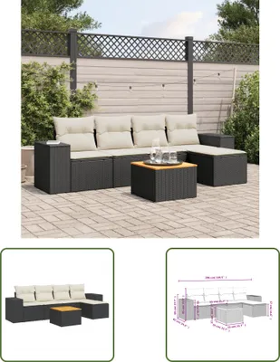 Produktbild von The Living Store 6-tlg. Garten-Sofagarnitur mit Kissen Schwarz Poly Rattan