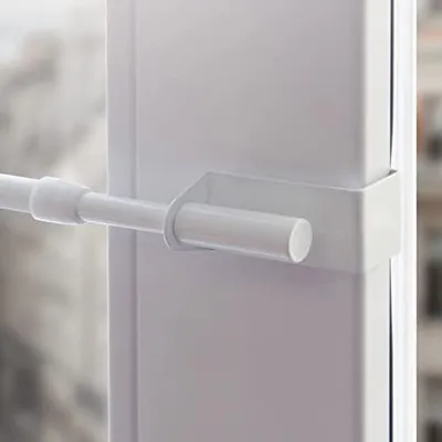 Produktbild von Spannvitrage, Gardinenstange aus Metall - (90-130 cm - Weiß) zum Spannen, Klemmstange ausziehbar, Vitragestange ohne Bohren und Schrauben, Ø 9 mm
