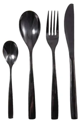 Produktbild von 24-teiliges Besteckset in glänzendem Schwarz