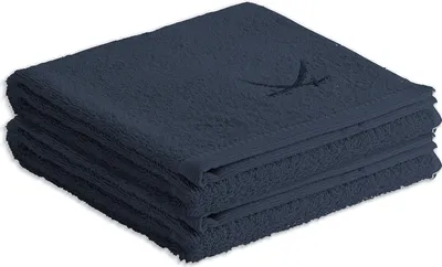 Produktbild von Sansibar Sylt 2er Duschtuch Set Frottier-Serie „Classic“, 2-tlg, blau, hochwertige Säbel Stickerei, pflegeleicht, hautfreundlich