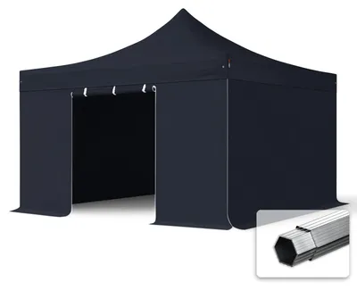 Produktbild von TOOLPORT 4x4m Aluminium Faltpavillon, inkl. 4 Seitenteile, schwarz