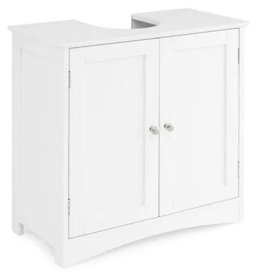 Obrázek produktu pro Skříňka pod umyvadlo do koupelny, 2 dvířka, s výřezem pro sifon, bílá, 60 cm
