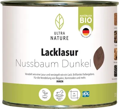 Produktbild von Ultra Nature Lacklasur 375 ml nussbaum dunkel