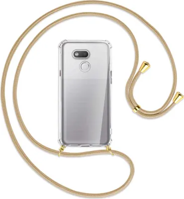 Produktbild von Handykette Backcover-Schutzhülle mit Band (Metall goldfarben) für HTC Desire 12s - caramel