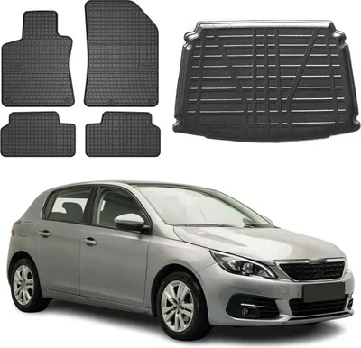 Obrázok produktu pre Sada podlahových rohoží a vložiek do kufra pre Peugeot 308 2014-2021 gumové TPE čierne 5x