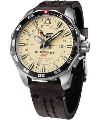 Produktbild von Vostok Europe NH34-225A713-LBBRN Herrenuhr Automatik GMT Rocket N1 Leder Braun