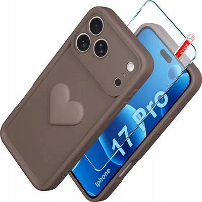 Produktbild von iPhone 17 Pro CASE Silikonhülle MATT Herz + 9H Schutzglas