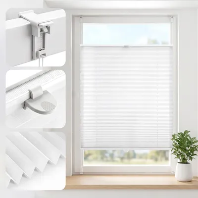 Immagine prodotto di SALCAR, plissettatura senza foratura, sistema di fissaggio a clip per finestre e porte, traslucida e che protegge dalla vista