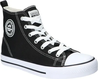 Produktbild von AMERICAN CLUB LH01 Original Herren High Schuhe Sneaker, luftige, geschnürte Canvas-Sneaker, Schwarz 43