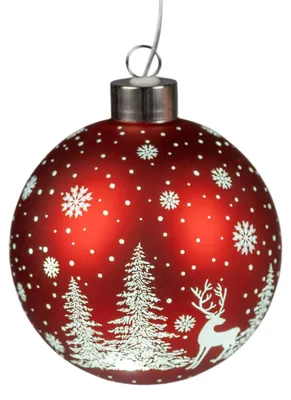 Produktbild von formano LED Hängekugel 10 cm Winter-Rot mit Timer 6h/18h Weihnachtsdeko