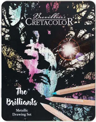 Produktbild von CREATCOLOR "The Brillants" - Metallic Zeichenset mit 12 Stifte im schicken Metalletui - zum Malen und Zeichnen wunderschöner Kunstwerke - 290 98