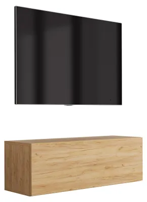 Image de Meuble TV suspendu, en chêne, dimensions : 100 x 32 x 34 cm