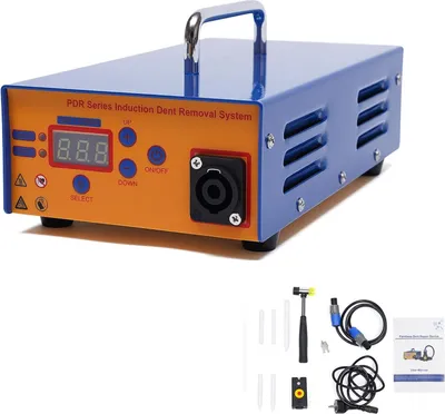 Produktbild von GreatDEshop2021 Lackierfreies Dellenreparatur Induktionsheizgerät für Auto Stahlkarosserien & Werkstatt, Flammenlos, 1.38KW, isolierter Heizkopf (Verbrühungs- & Stromschlagschutz), Gerät: 25x14x8cm, Koffer: 31x16x32.5cm