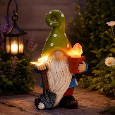 Productafbeelding van Tuinkabouters met paddenstoel en vlinder - Solarlampen voor buiten
