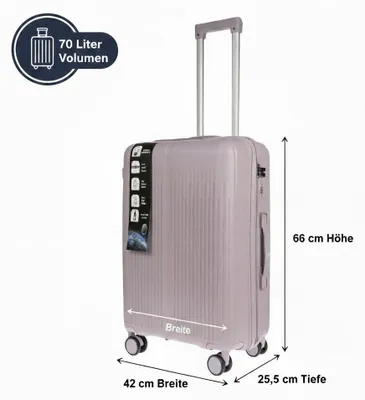 Produktbild von Großer L Koffer Herren Damen Volumen 70 Liter Reisekoffer Hartschalenkoffer Reisen Zahlenschloss Grau