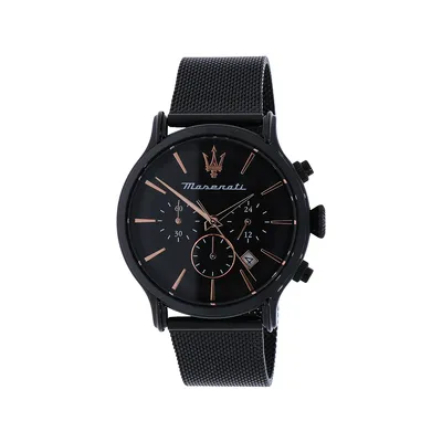 Zdjęcie produktu dla MASERATI zegarek kwarcowy EPOCA EXT BLACK DIAL MESH stal nierdzewna czarny