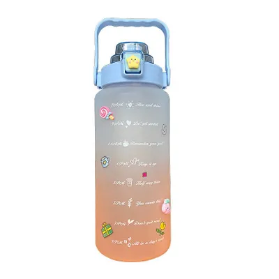 Imagen del producto de Botella deportiva de plástico para el verano, vaso con degradado de color, pajita, taza espacial, botella de agua portátil para exteriores, ideal para niños, color azul